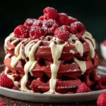 Red Velvet Waffles with Cream Cheese Drizzle