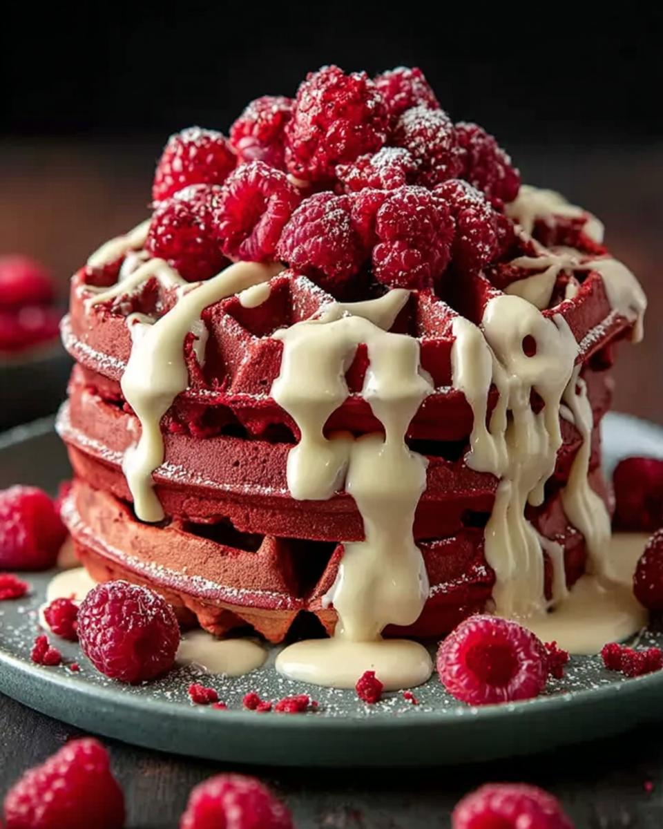 Red Velvet Waffles with Cream Cheese Drizzle - detail 2