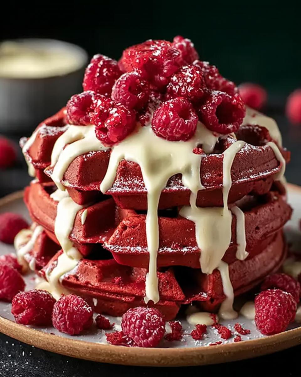Red Velvet Waffles with Cream Cheese Drizzle - detail 3