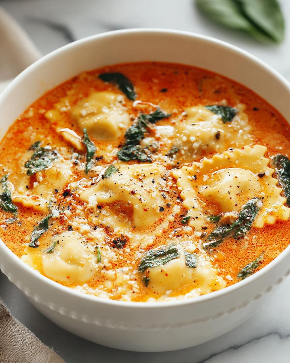 Creamy Tuscan Ravioli Soup - detail 1