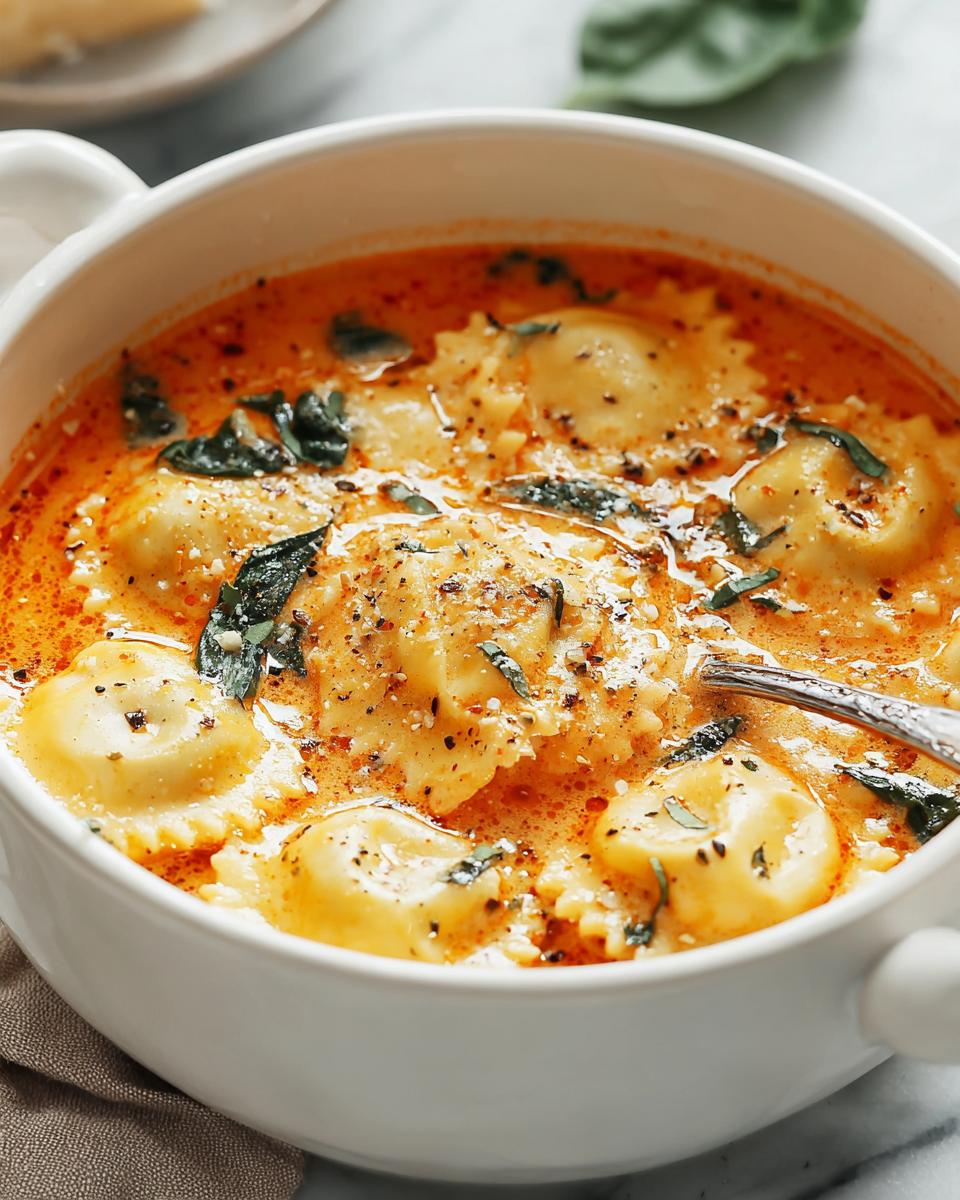 Creamy Tuscan Ravioli Soup - detail 2