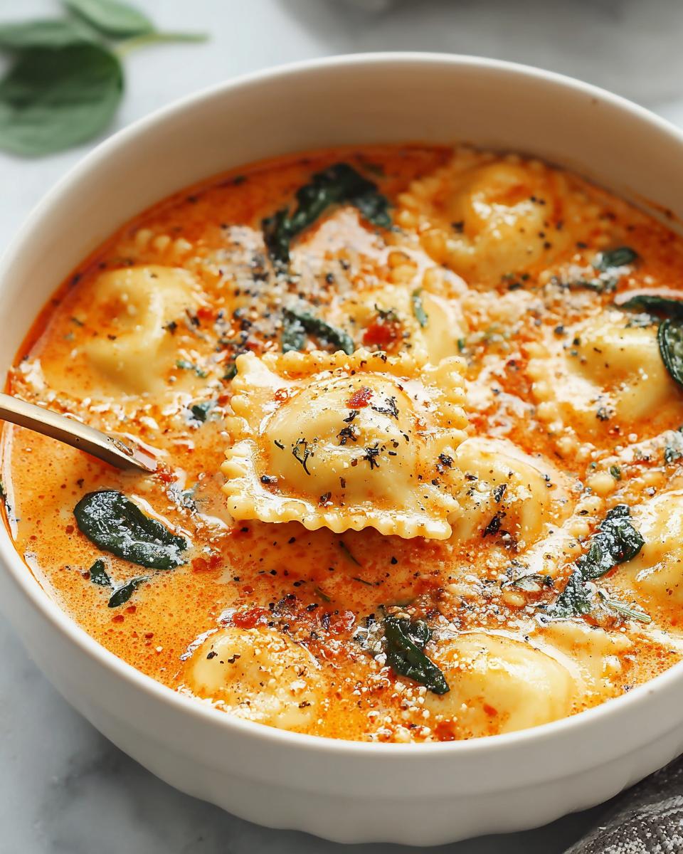Creamy Tuscan Ravioli Soup - detail 3