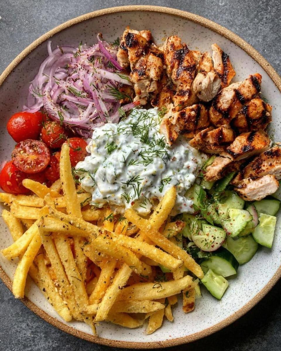 Greek Style Chicken Plate with Tzatziki & Fries - detail 1