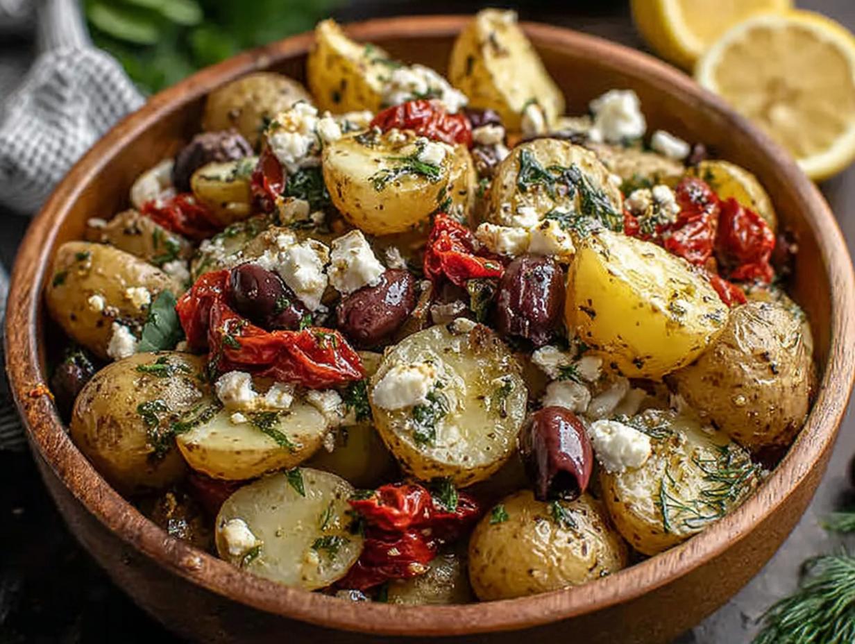 Mouthwatering Mediterranean Potato Salad: 1 Pan Meal!
