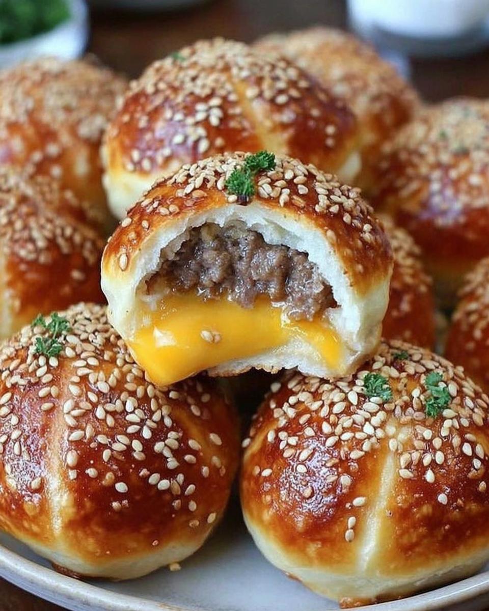 cheeseburger pretzel bombs - detail 1
