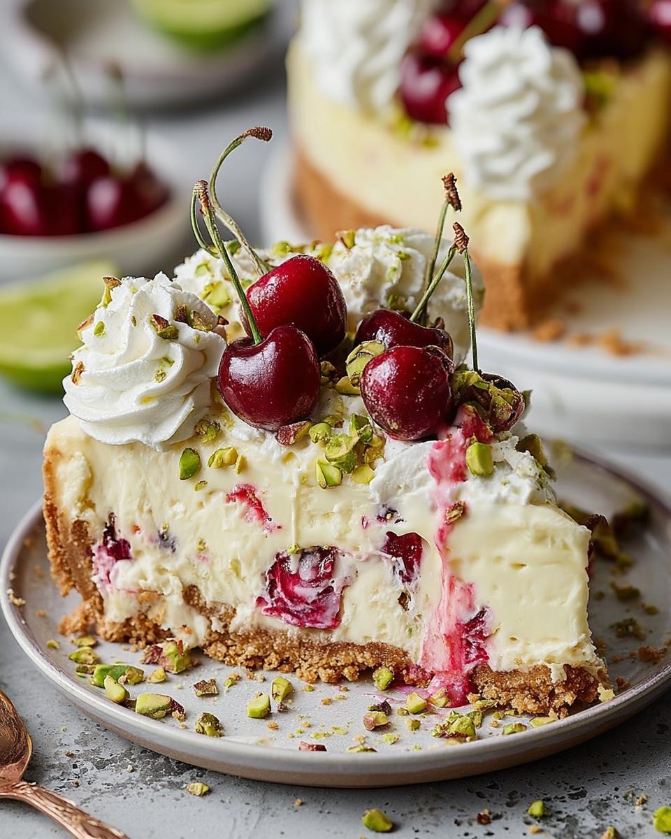 Luscious Lemon-Lime Cherry Pistachio Cheesecake - detail 1